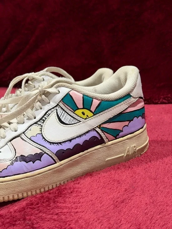 Women’s Nike Air Force 1 Custom Design Happy Sunshine White Multicolored Size 9 - Picture 3 of 8